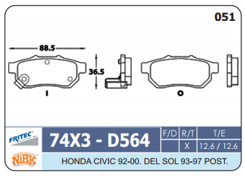 PASTILLA TRASERA D564