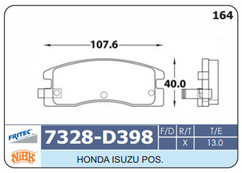 PASTILLA TRASERA D398