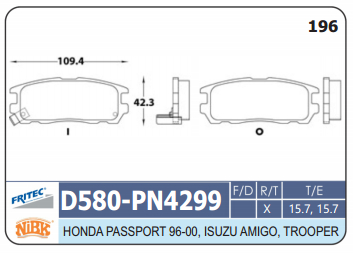PASTILLA TRASERA D580