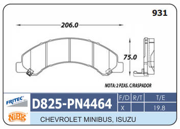 PASTILLA DELANTERA D825
