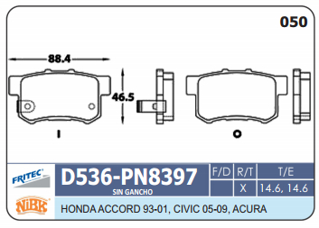 PASTILLA TRASERA D536